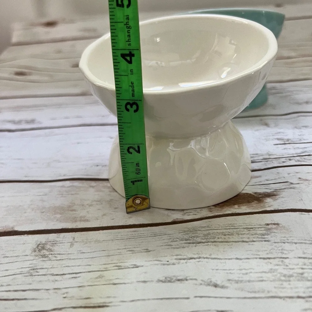 Signature Housewares Ceramic Pet Bowls Hammered Texture Elevated Set of 2 OS